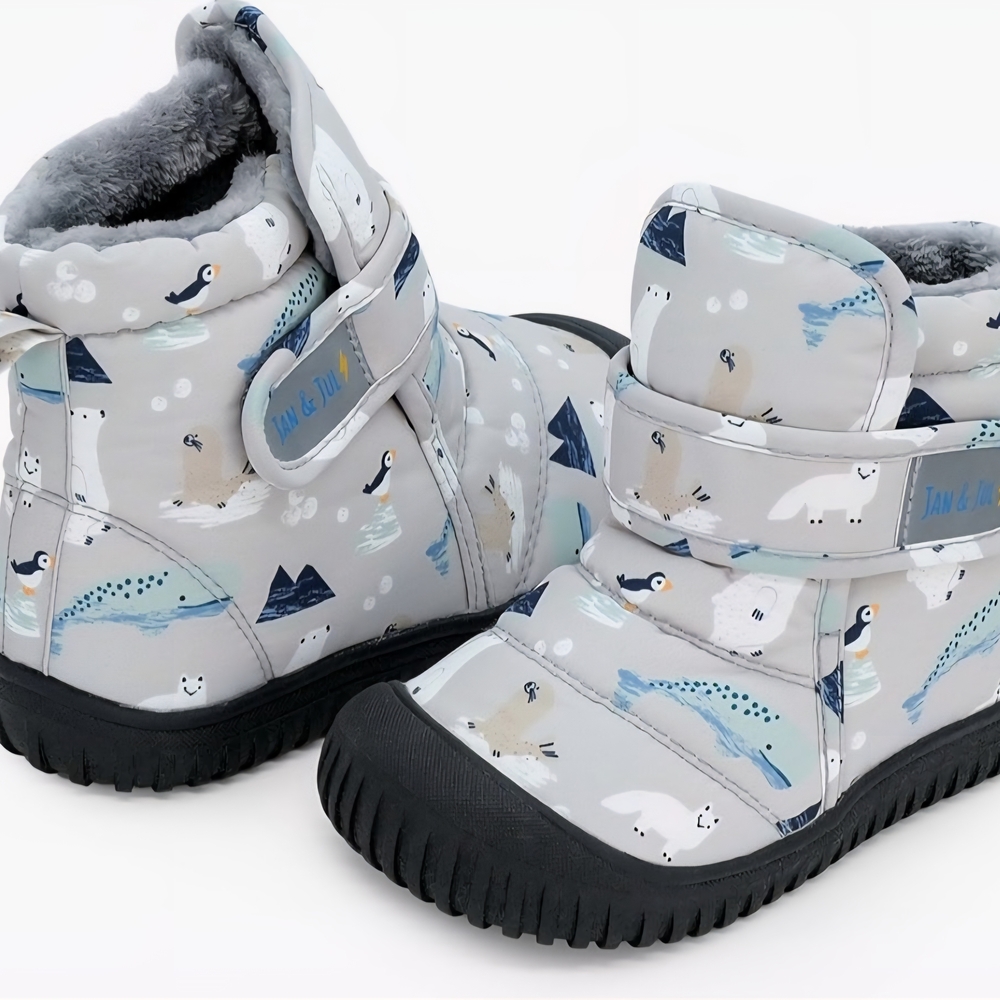 Kids Grey Winter Boots with Arctic Print - Jan & Jun